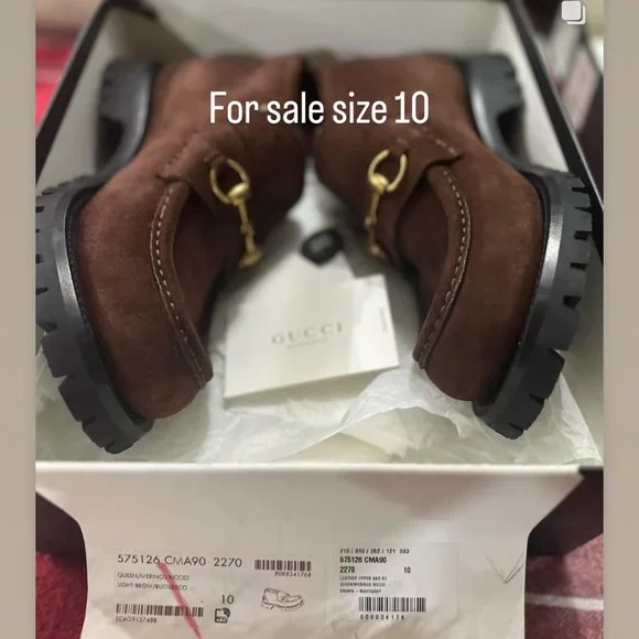 NEW GUCCI MEN\'S BROWN SUEDE SHEARLING FUR HORSEBIT BOOTS/Loafer size G8/US 10 Gucci Sylke Suede Shearling-Lined Horsebit Loafers | Neiman  main image 4